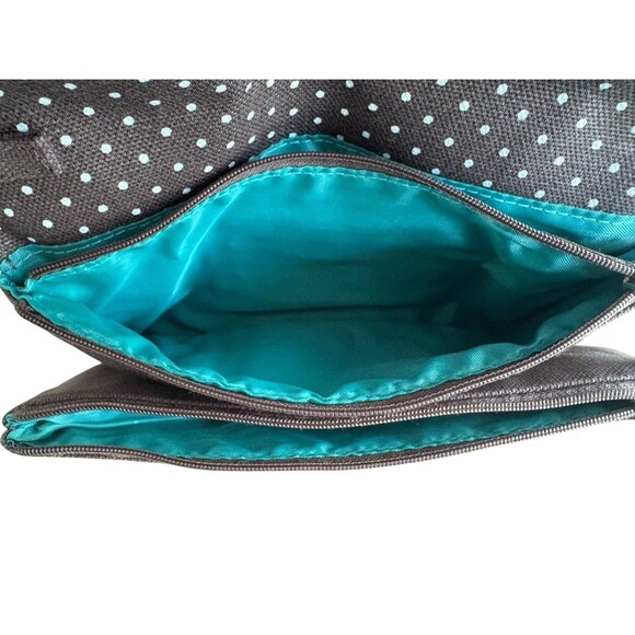 Thirty-One 31 Double Up Crossbody Purse Charcoal Gray Swiss Dot City NWOT - Picture 9 of 11